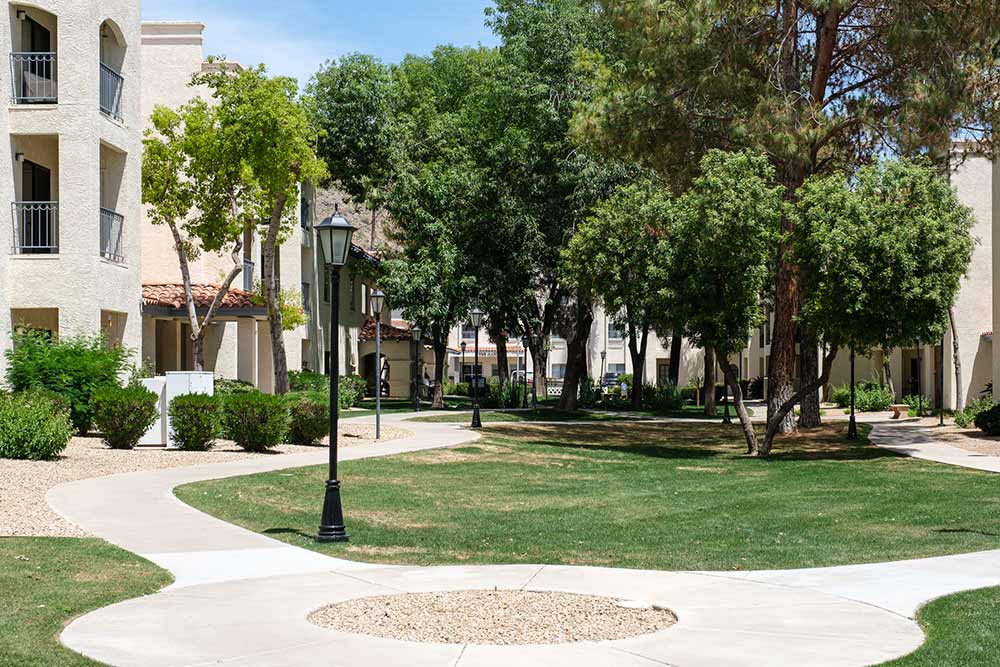 South courtyard at retirement living community Fellowship Square Phoenix