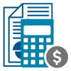 Decorative icon of budget & calculator