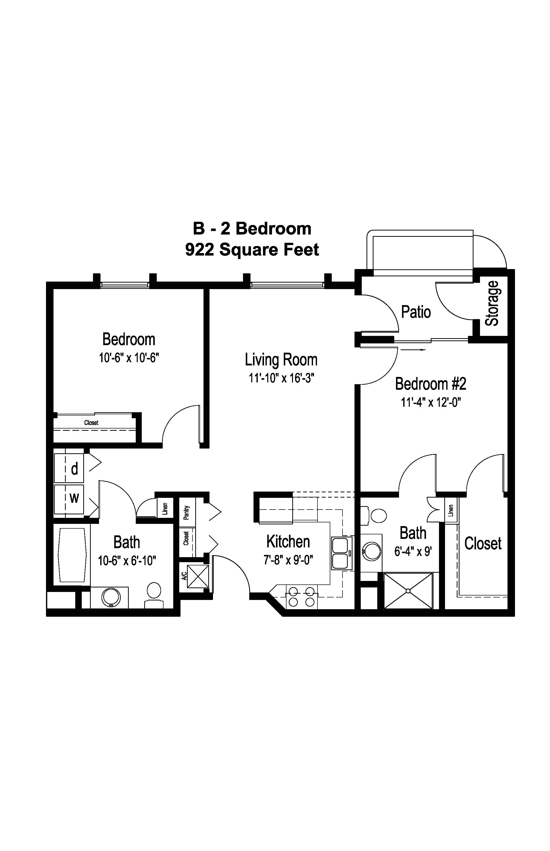 B - 2 Bed, 2 Bath