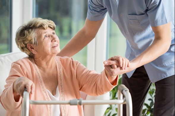 Elderly woman in nursing home