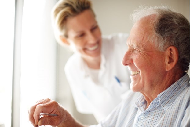 Elderly man in retirement home