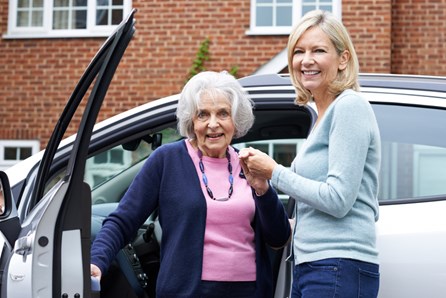 Elderly woman and daughter