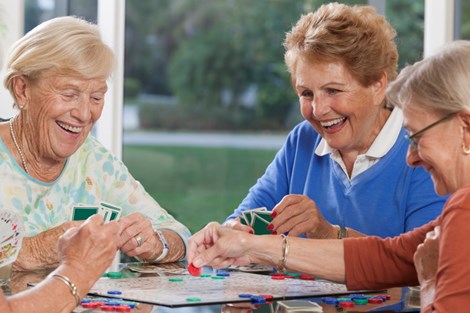 Elderly women playing games