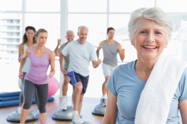 Elderly people exercising