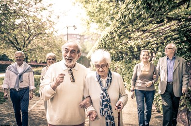 Elderly couples walking