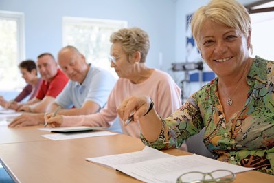 Elderly people in a class