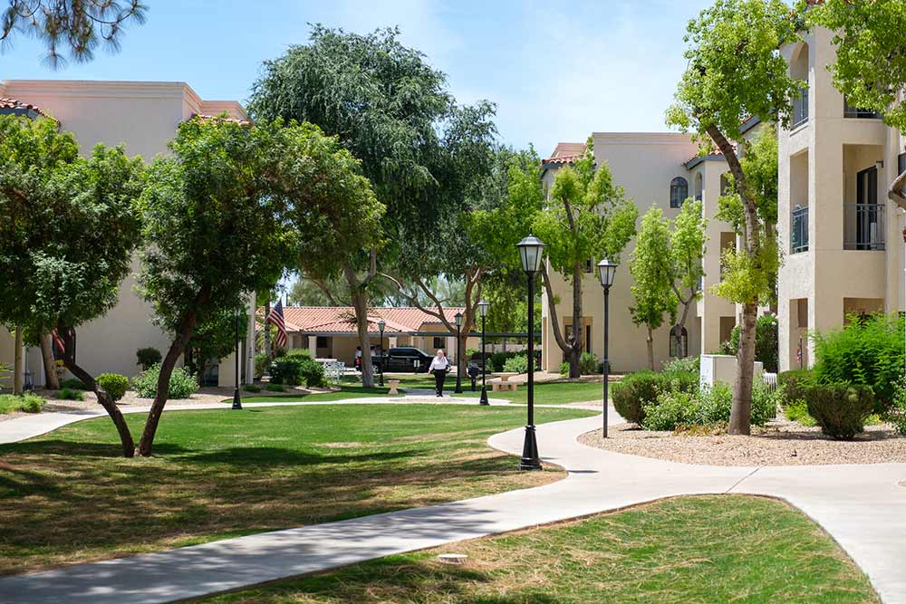 South courtyard at retirement living community Fellowship Square Phoenix