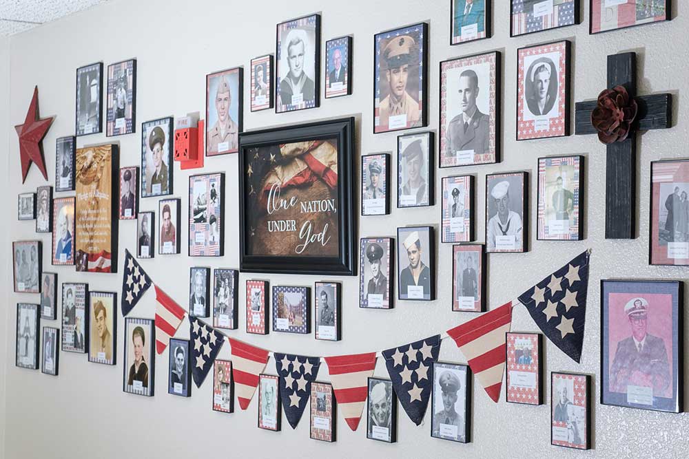 Photo of Veterans' wall at Fellowship Square Phoenix