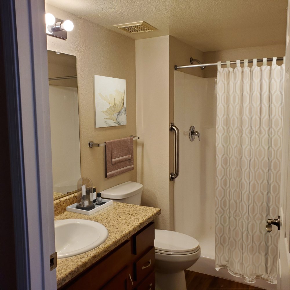 Photo of master bath, model C apartment