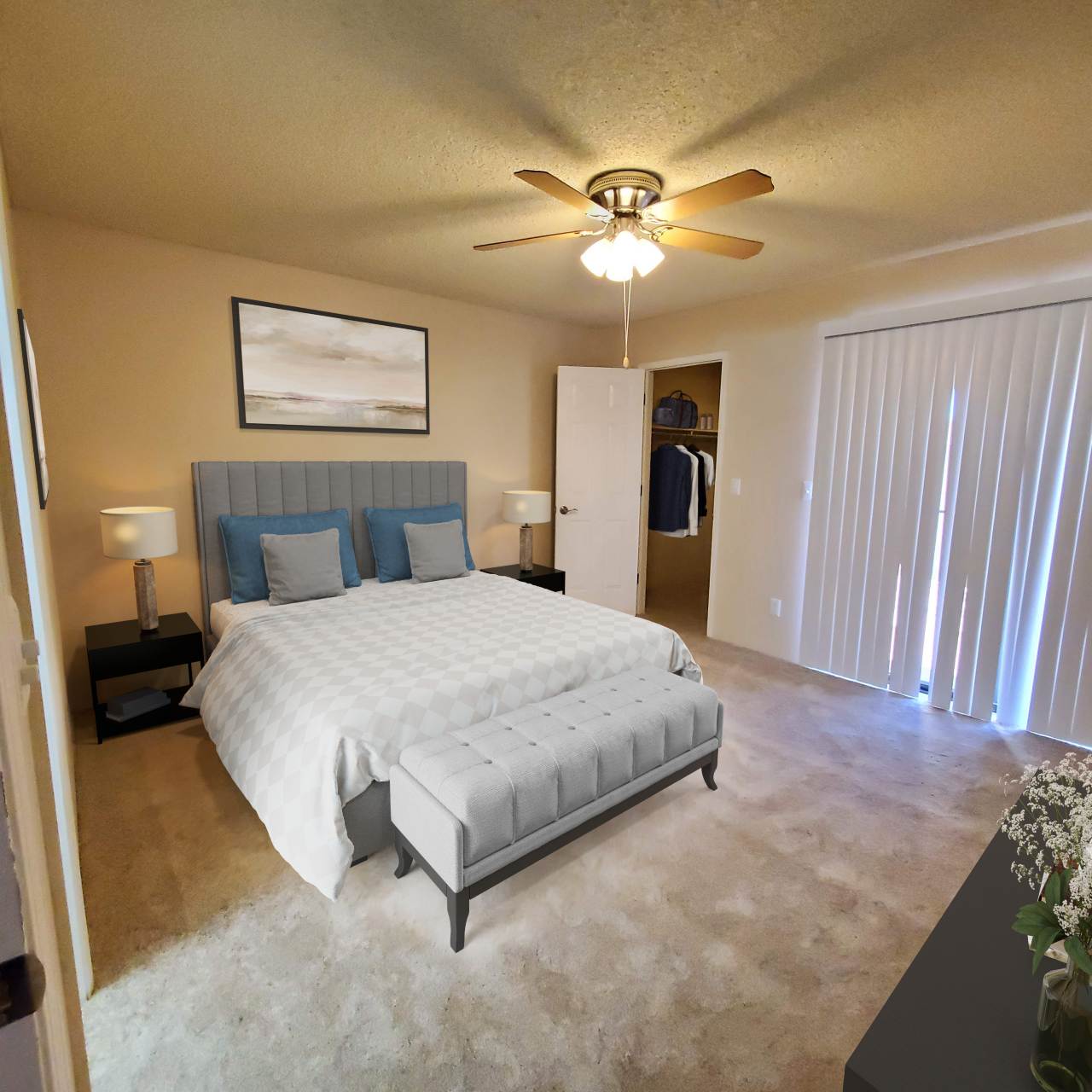 Photo of master bedroom in garden home in senior living