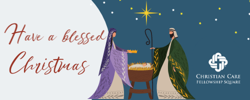 Descriptive image of Virgin Mary, Joseph & baby Jesus on Christmas