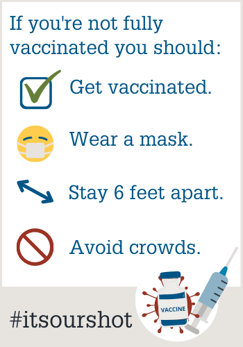 Infographic What to do if you're not vaccinated, link to CDC
