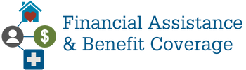 Decorative icon, text reads: Financial Assistance & Benefit Coverage