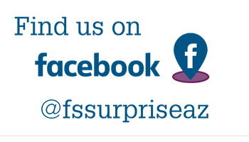 Decorative graphic, click to find us on Facebook, @fsssurpriseaz