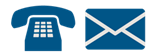 descriptive icons of a telephone & email envelope