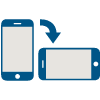 decorative icon showing mobile device rotated to landscape view