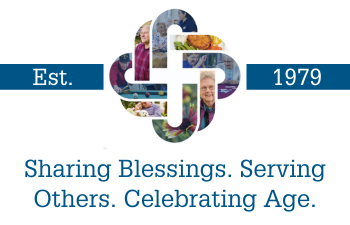 Christian Care senior living logo with text: Sharing Blessings. Serving Others. Celebrating Age