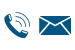 decorative blue icons, telephone & email