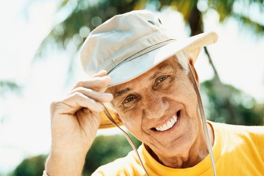 Photo of Senior gentleman wearing a sunhat at Fellowship Square Independent Living