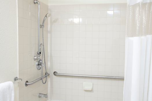 Photo of a shower with safety bars at Fellowship Square Senior Living in Tucson