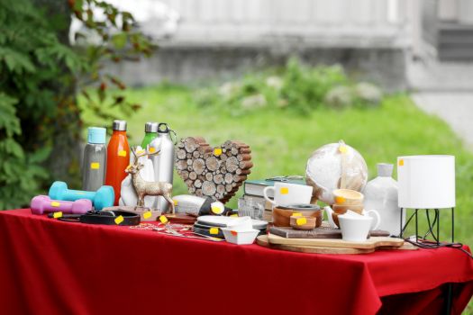 Photo of items at a yardsale - moving into Independent Living in Tucson