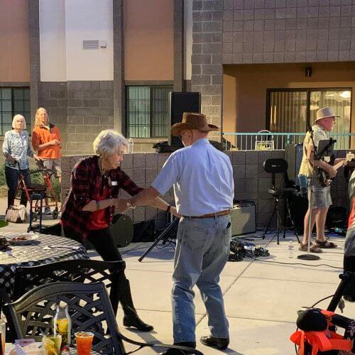 Photo of seniors dancing at a party, Fellowship Square Independent Living in Surprise