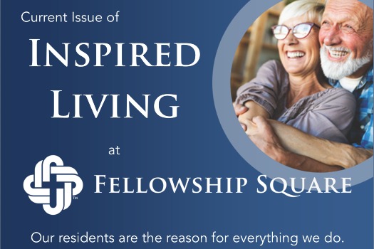 Decorative banner for Inspired Living newsletter. Donate to support non-profit senior living