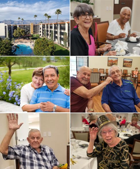 Photo grid of senior activities at Fellowship Square senior living AZ