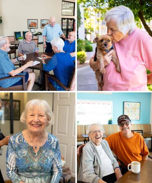 Photo collage of seniors having fun at Fellowship Square senior living in Arizona