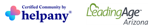 Membership logos, Certified Helpany Community, member of Leading Age