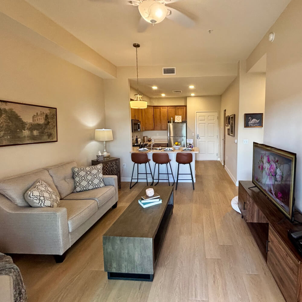 Fellowship Square Surprise Independent Living 1-bedroom apartment open floor plan