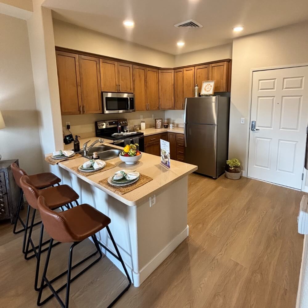 Independent Living 1-bedroom apartment kitchen at Fellowship Square Surprise